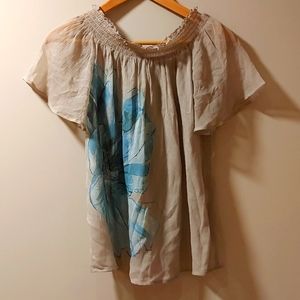 Marciano 100% Silk Semi-Sheer Top